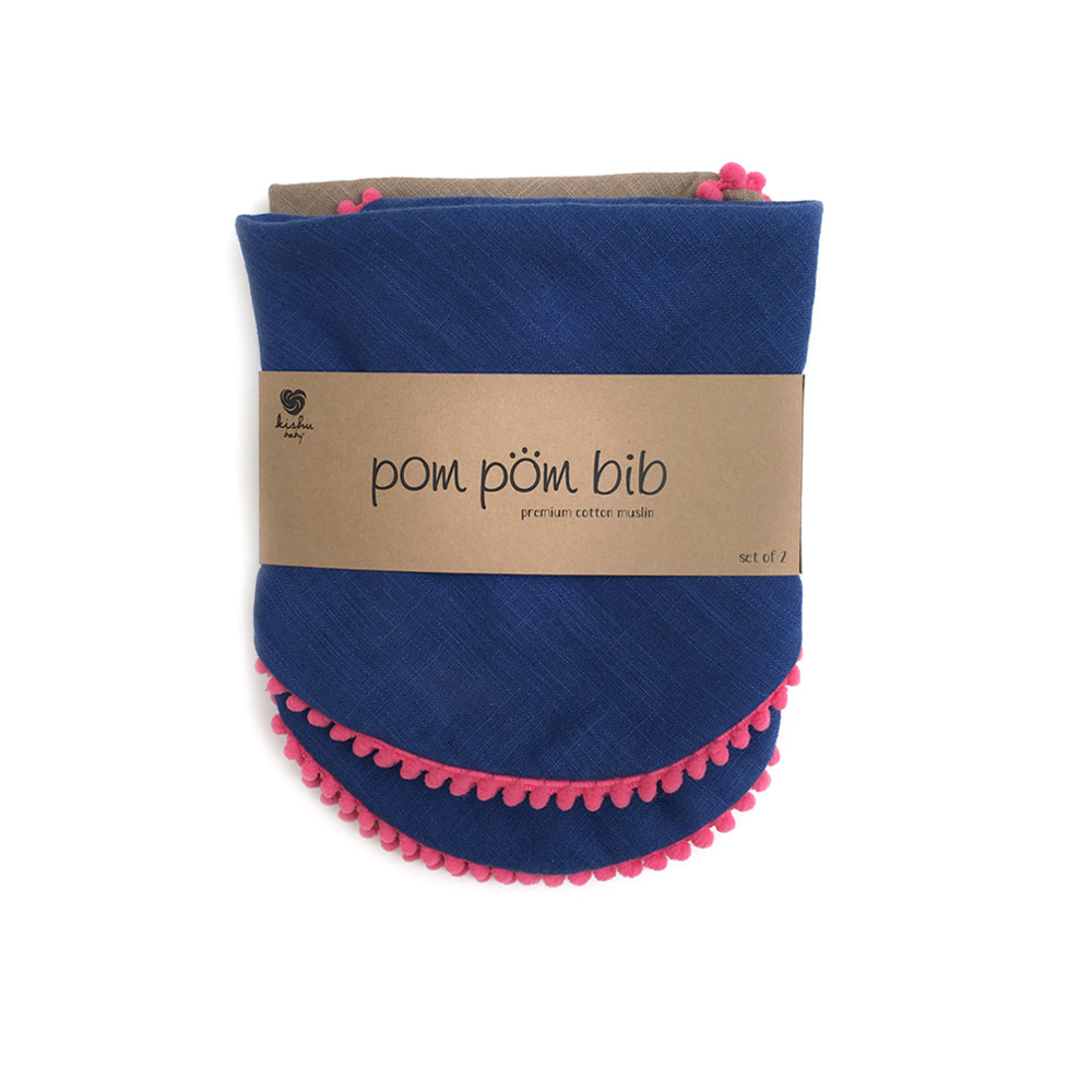 [Kishu baby] Pom Pom Blue + Khaki SET